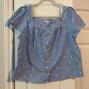 JCREW Striped Square-neck Top